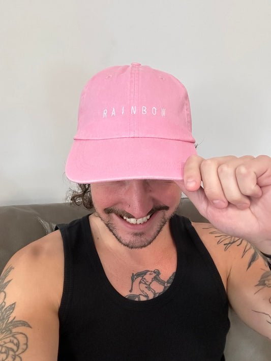 "RAINBOW" pink hat