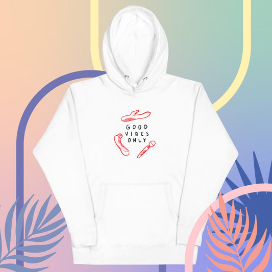 “Good Vibes Only” White Hoodie